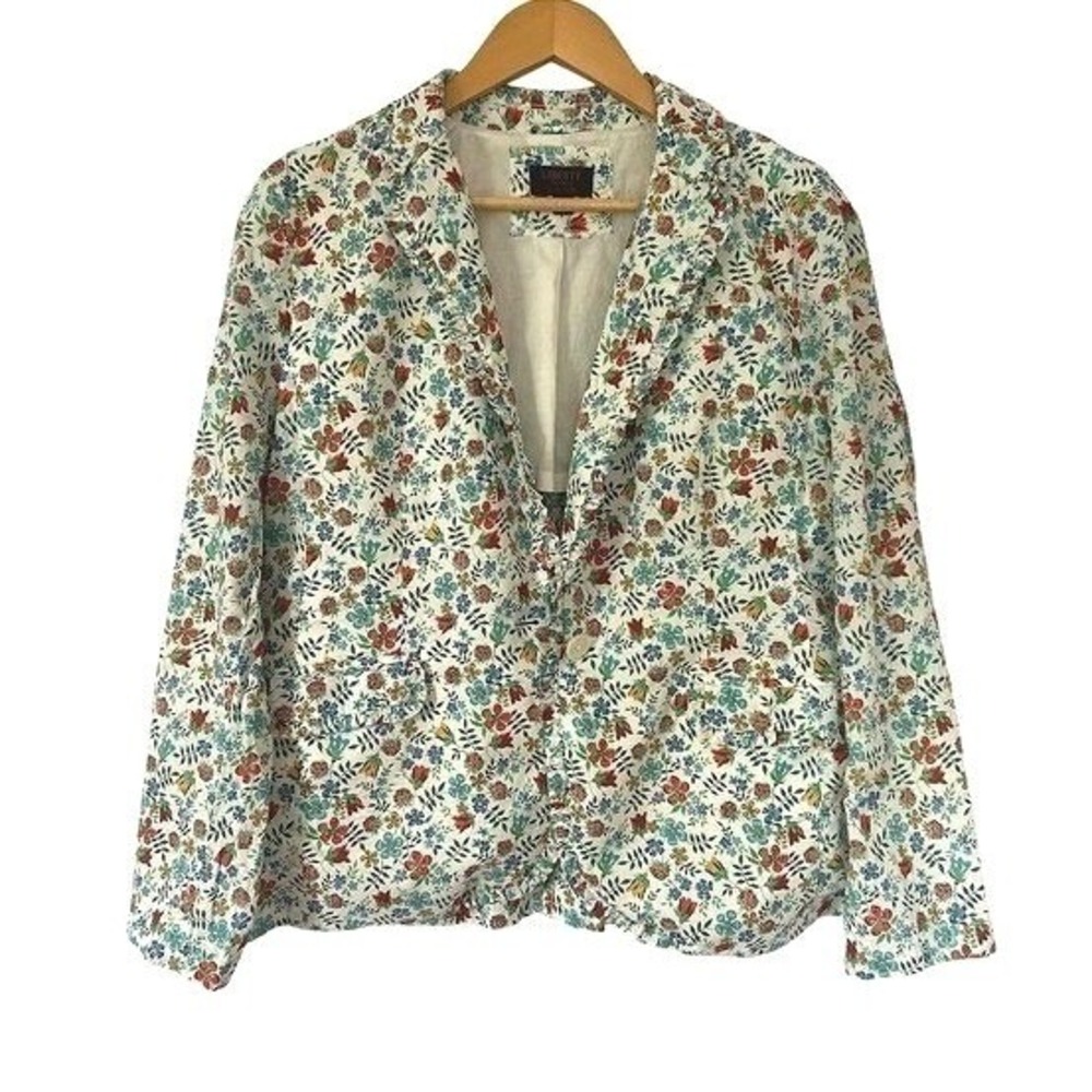 J.Crew x Liberty Art Fabrics Campbell Blazer Edenham White Floral Jacket 16 Work